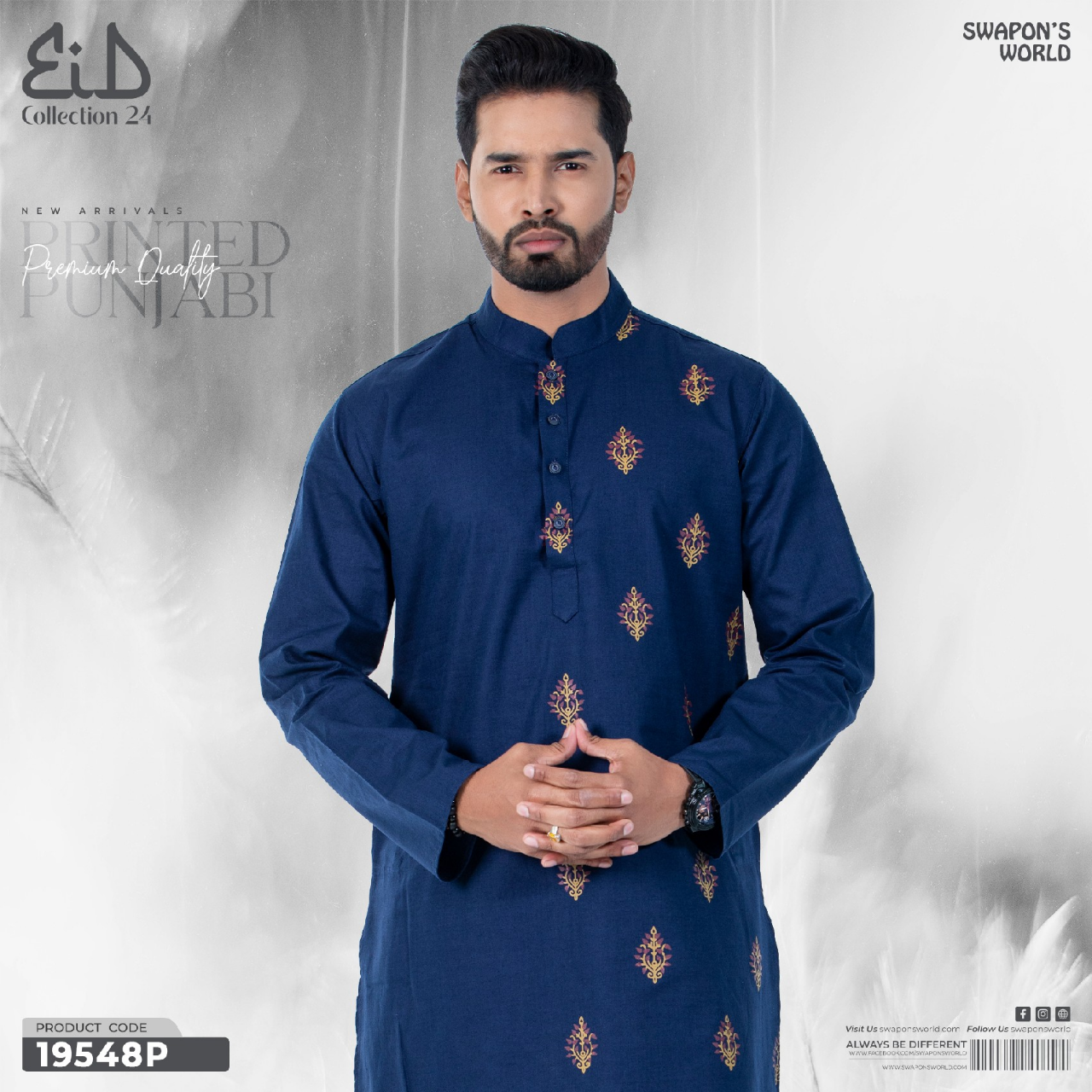 Bulu-golden Casual Printed Cotton Punjabi for Gent02
